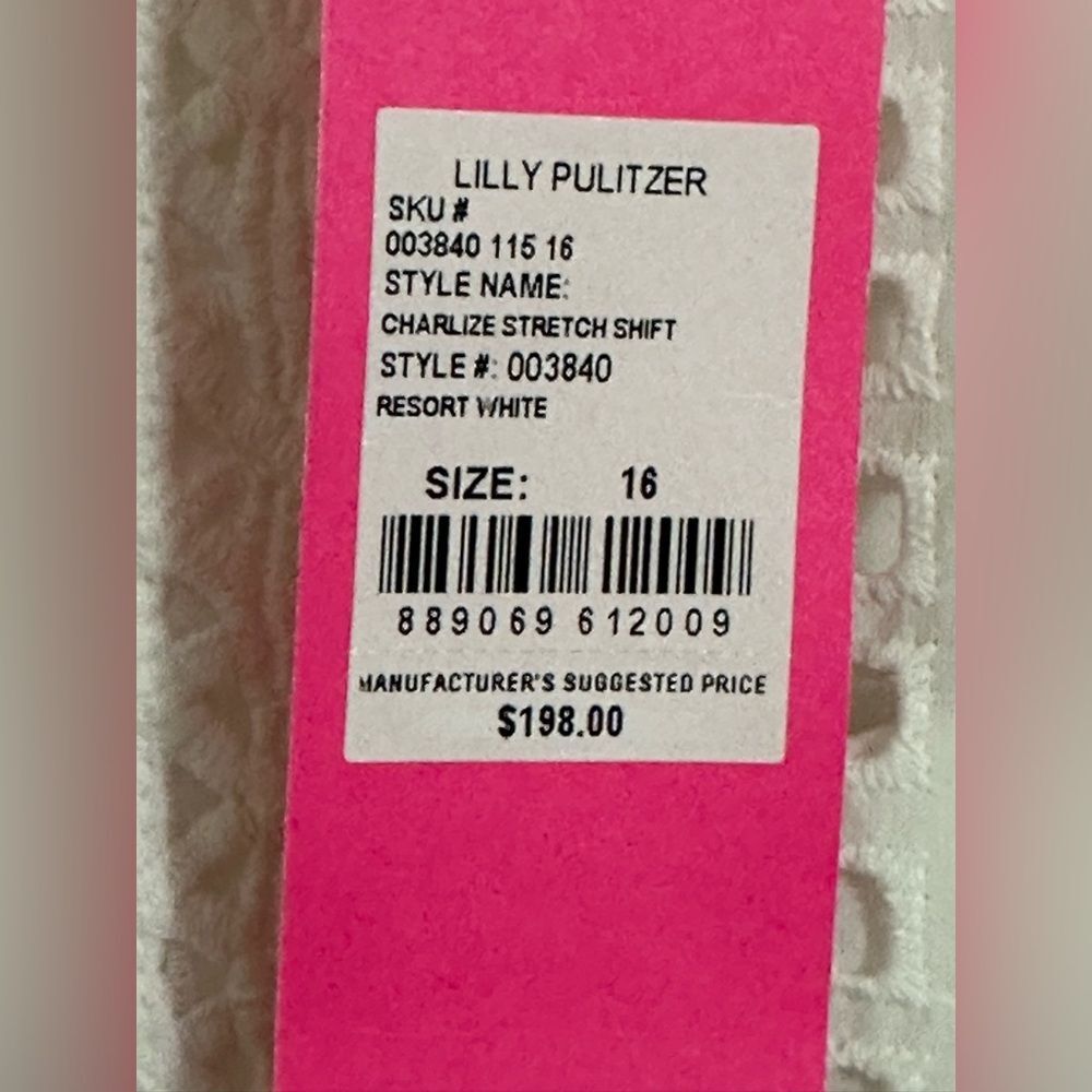 Lilly Pulitzer Charlize Dress Size 16 Shift White Eyelet Crochet Summer New - Picture 8 of 8